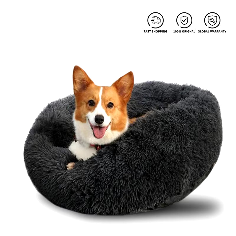 Fluffy Donut Dog Bed - Ultra-Soft Plush Cushion for Cozy Winter Comfort, Perfect for Dogs & Cats