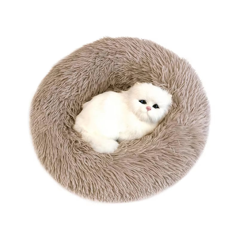 Fluffy Donut Dog Bed - Ultra-Soft Plush Cushion for Cozy Winter Comfort, Perfect for Dogs & Cats