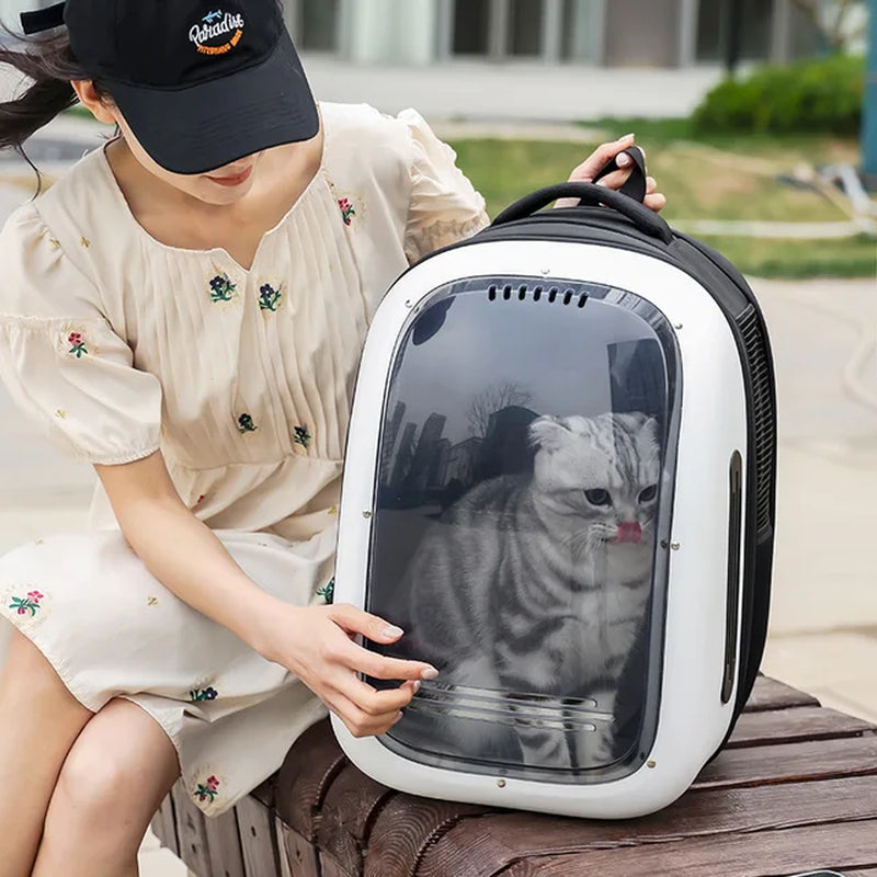 Space Explorer Pet Backpack - Astronaut-Approved Transparent Carrier for Dogs and Cats