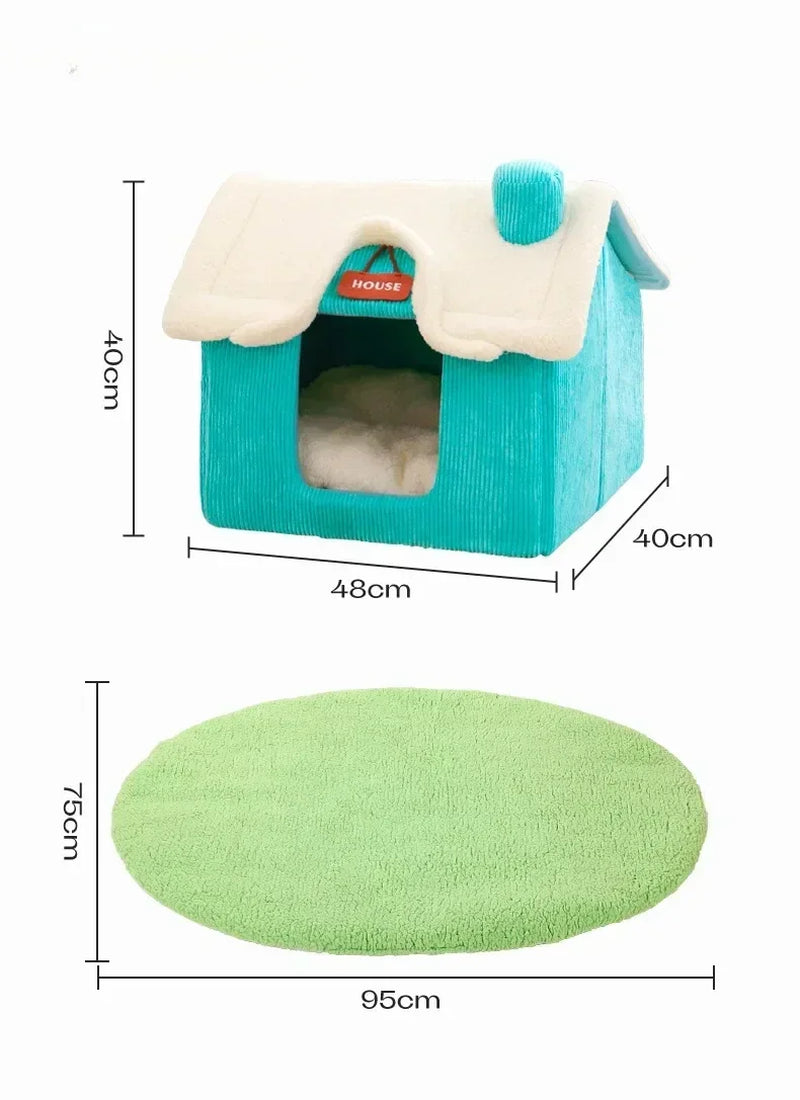 Foldable Pet Sleeping Bed: Cozy Cat/Dog Bed, Removable & Washable, Indoor Cat House Kennel, Ideal for Sweet Dreams!