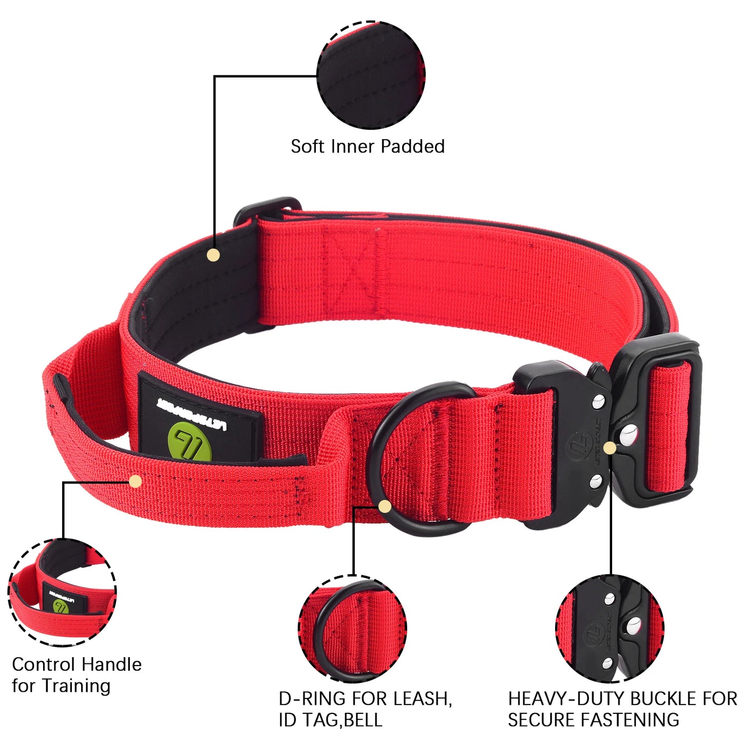 Elite Tactical Dog Leash and Collar Set: Heavy Duty Nylon, Quick Release, Padded Handle - Perfect for Military-Grade Training and Traffic Control!