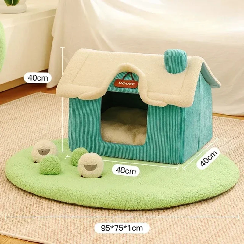 Foldable Pet Sleeping Bed: Cozy Cat/Dog Bed, Removable & Washable, Indoor Cat House Kennel, Ideal for Sweet Dreams!