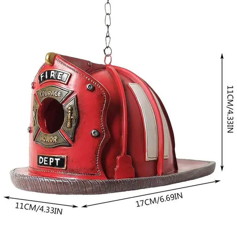 Explore our Charming Firefighter Hat Bird House – A whimsical addition for bird enthusiasts and garden lovers!