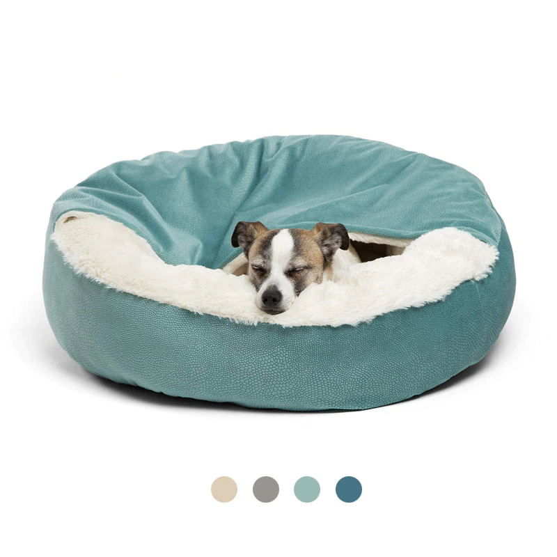 Orthopedic Dog Bed with Hooded Blanket - Winter Warm, Waterproof, Dirt-Resistant Cat and Puppy House Cuddler, Machine Washable Comfort