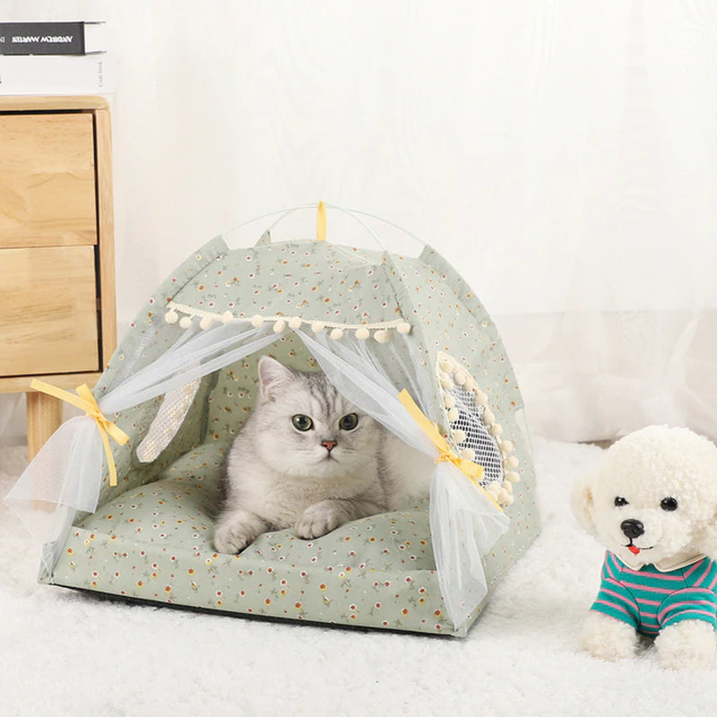 Winter Retreat: Cozy Pet Tent Bed with Warm Cushions - Stylish Cat Furniture for Ultimate Comfort and Relaxation!