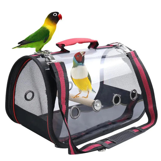 Explore Together: Portable Clear Bird Cage - Ideal for Parrots, Rabbits, and Small Pets on the Go!