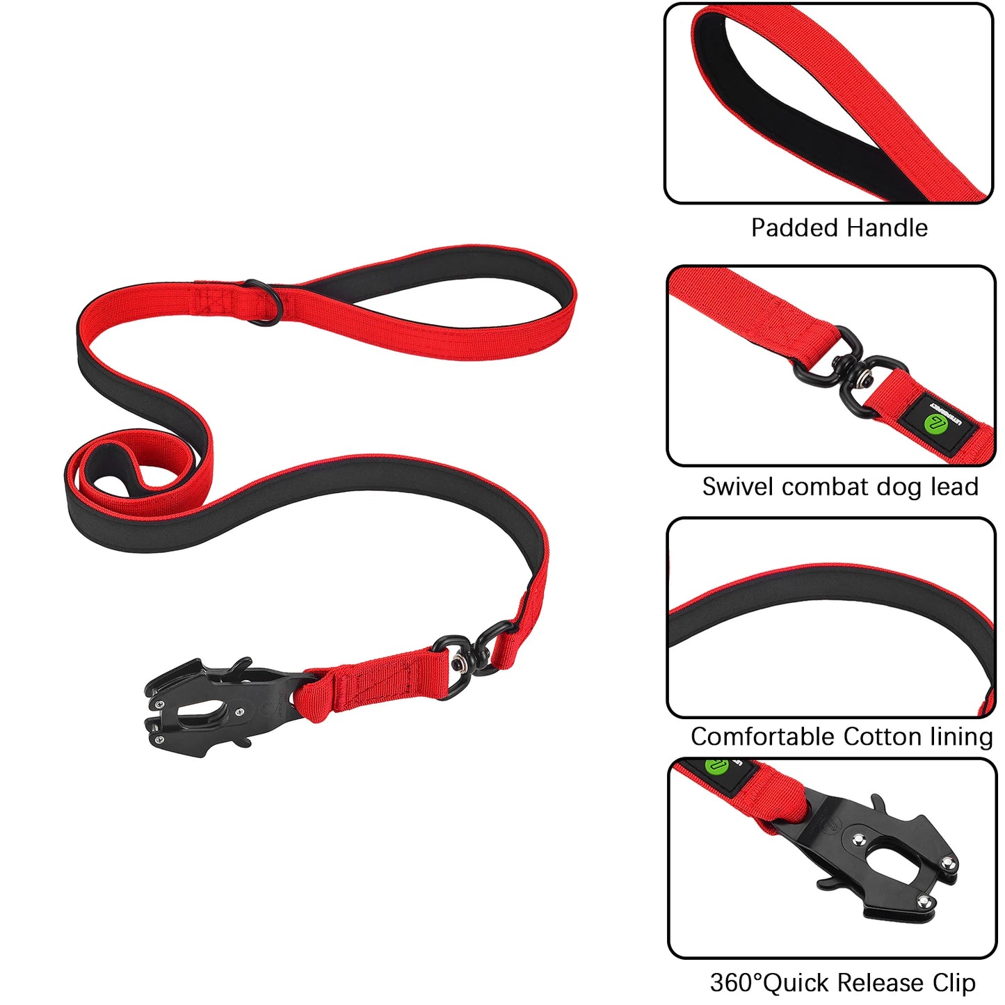 Elite Tactical Dog Leash and Collar Set: Heavy Duty Nylon, Quick Release, Padded Handle - Perfect for Military-Grade Training and Traffic Control!