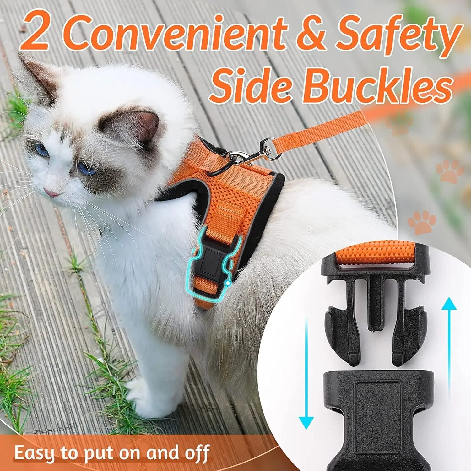 Cat Harness and Leash Set – Escape-Proof, Adjustable, Breathable with Reflective Strips – Stylish Jacket Design for Safe and Stylish Walks