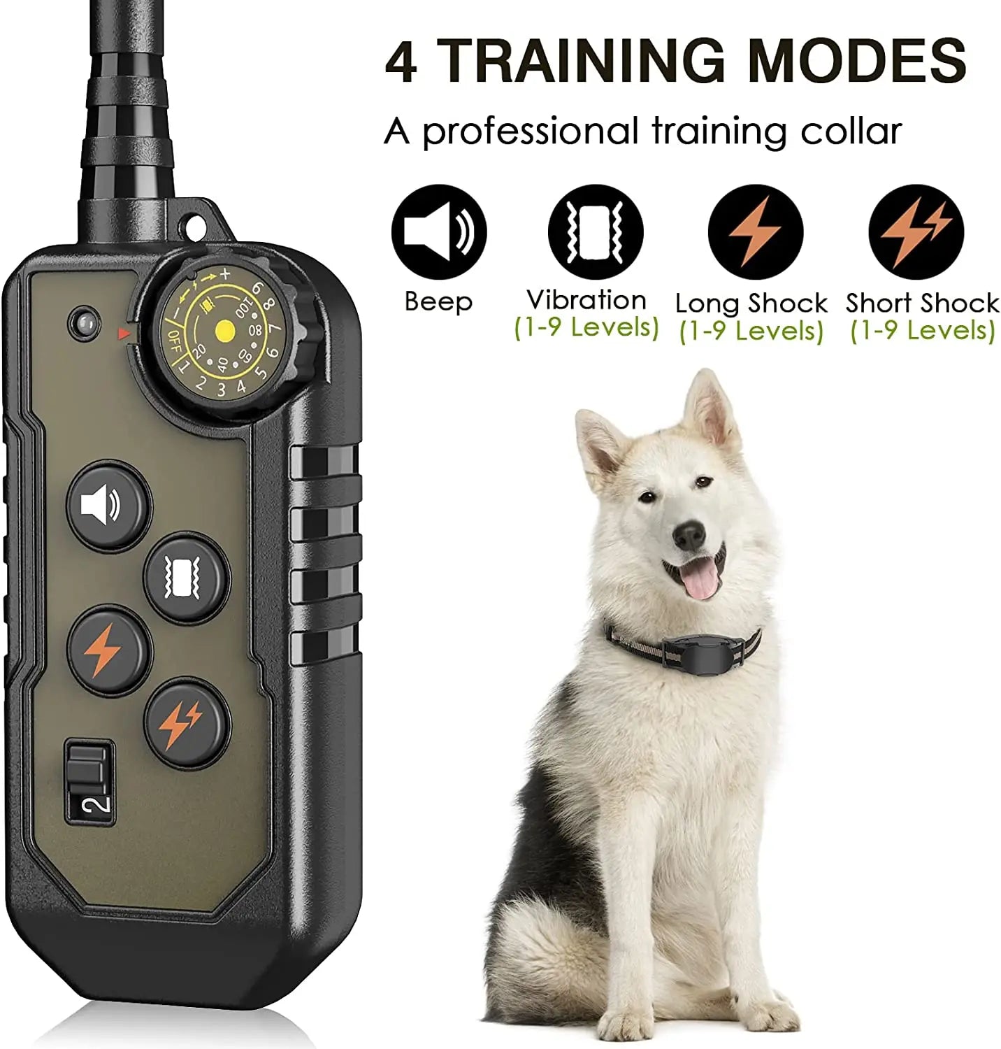 Electric Dog Training Collar Remote Control Waterproof Pet Dog Bark Stop for All Size Shock Vibration Sound Electric Shocker