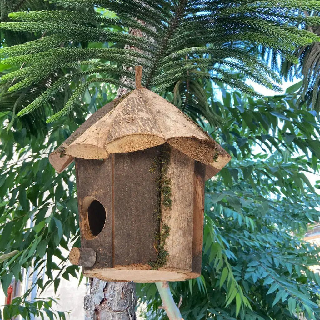 Wooden Hummingbird House - Charming Bird Nest for Home Craft and Garden Decor