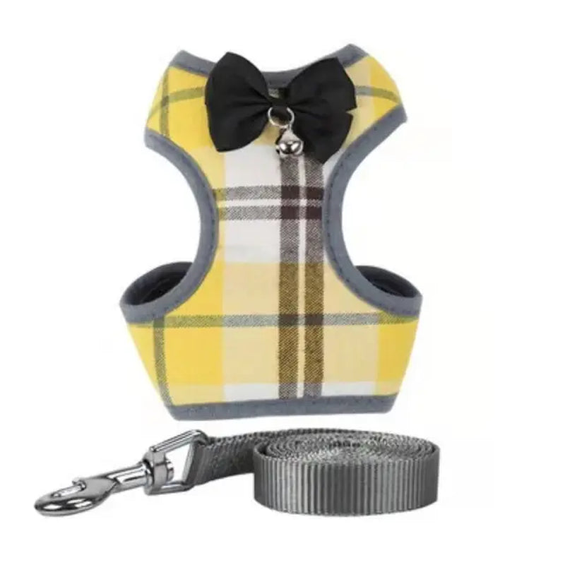 Cat Harness Set – Escape-Proof, Adjustable, Reflective Leash Stylish Safety for Your Furry Friend - Green / Yellow