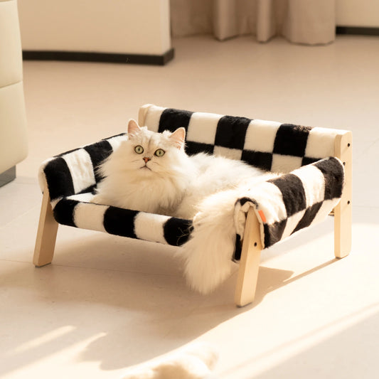 Plush Perfection: Wooden Pet Bed with Soft Cat Pads - Cozy Four Seasons Comfort for Cats and Small Dogs - Pet Supplies Wonderland!