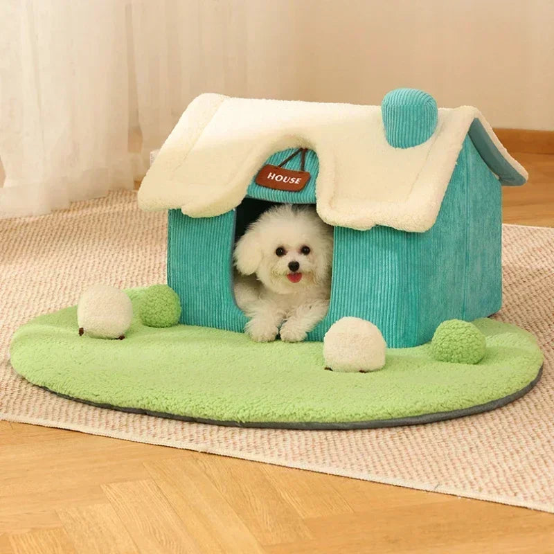 Foldable Pet Sleeping Bed: Cozy Cat/Dog Bed, Removable & Washable, Indoor Cat House Kennel, Ideal for Sweet Dreams!