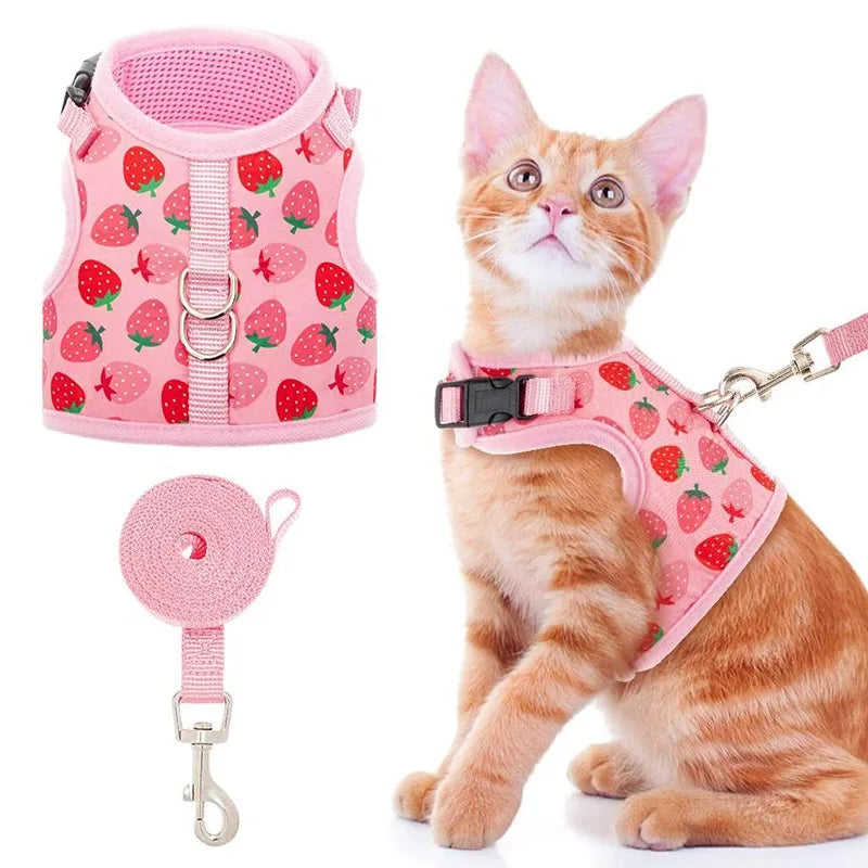 Breathable Cat Harness Collar – Escape-Proof Pet Harness Set for Small Dogs, Kitten, Puppy – No-Pull Vest for Chihuahua and More!