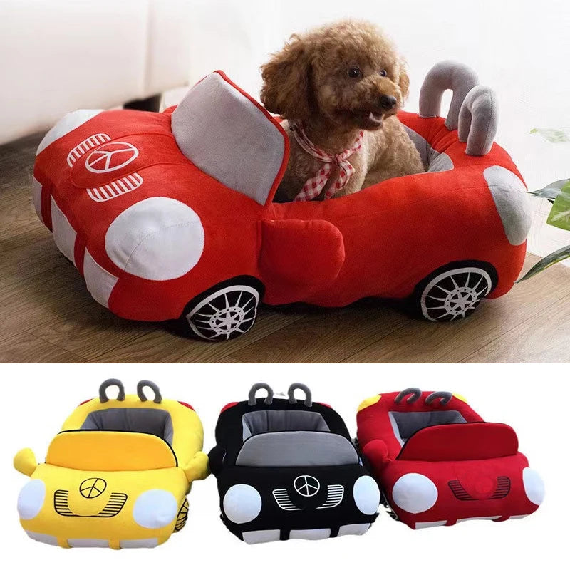 Car Shape Dog Cat Bed - Luxury Pet Sofa with Padded Kennel and Cozy Mat for Winter Comfort