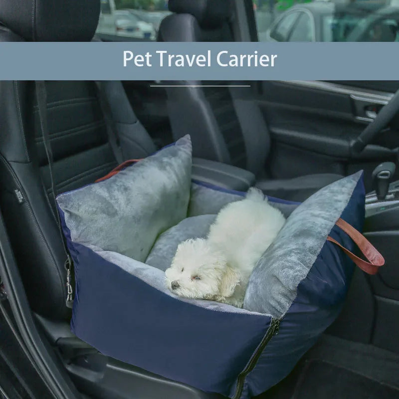 Central Control Dog Car Seat - Nonslip, Safe Booster Cushion, Seat Belt Compatible - Stylish Pet Carrier for Travel