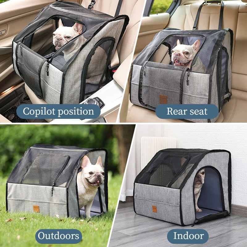 Portable Travel Dog Car Seat - Central Control for Small Dogs - Pet Carrier Protector for Yorkshire, Teddy