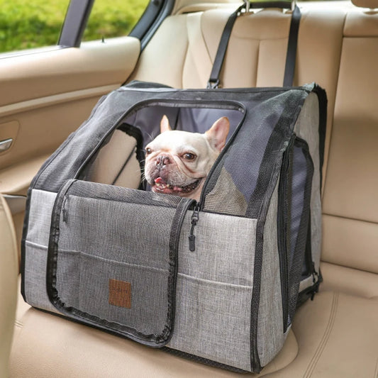 Portable Travel Dog Car Seat - Central Control for Small Dogs - Pet Carrier Protector for Yorkshire, Teddy