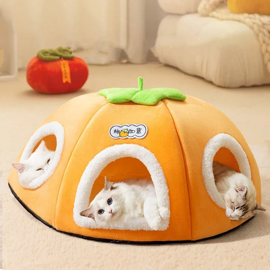 Foldable Cozy Cat House - Soft Indoor Cat Cave Bed with Removable Mat for Small to Medium Cats, Animals Kennel, Warm and Stylish Nest