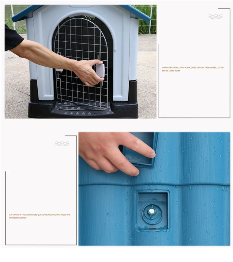 Luxury Plastic Large Dog Kennel - Outdoor Rainproof Villa for Four Seasons Comfort, Indoor and Patio Cat Nest