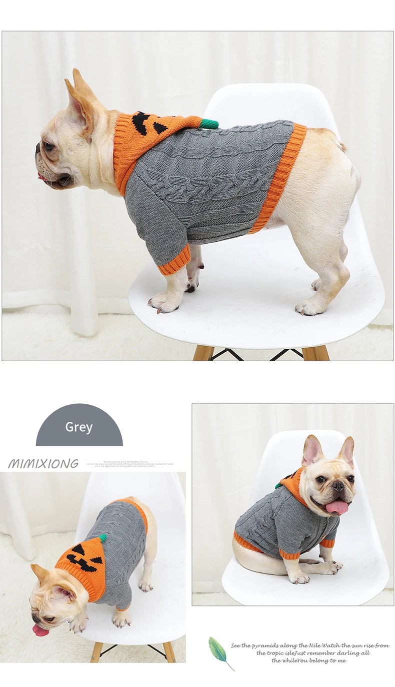 Cozy and Cute: Knitted Long Sleeve Pet Sweater - Fashionable Hooded Pullover for Dogs and Cats, Perfect for Halloween Cosplay