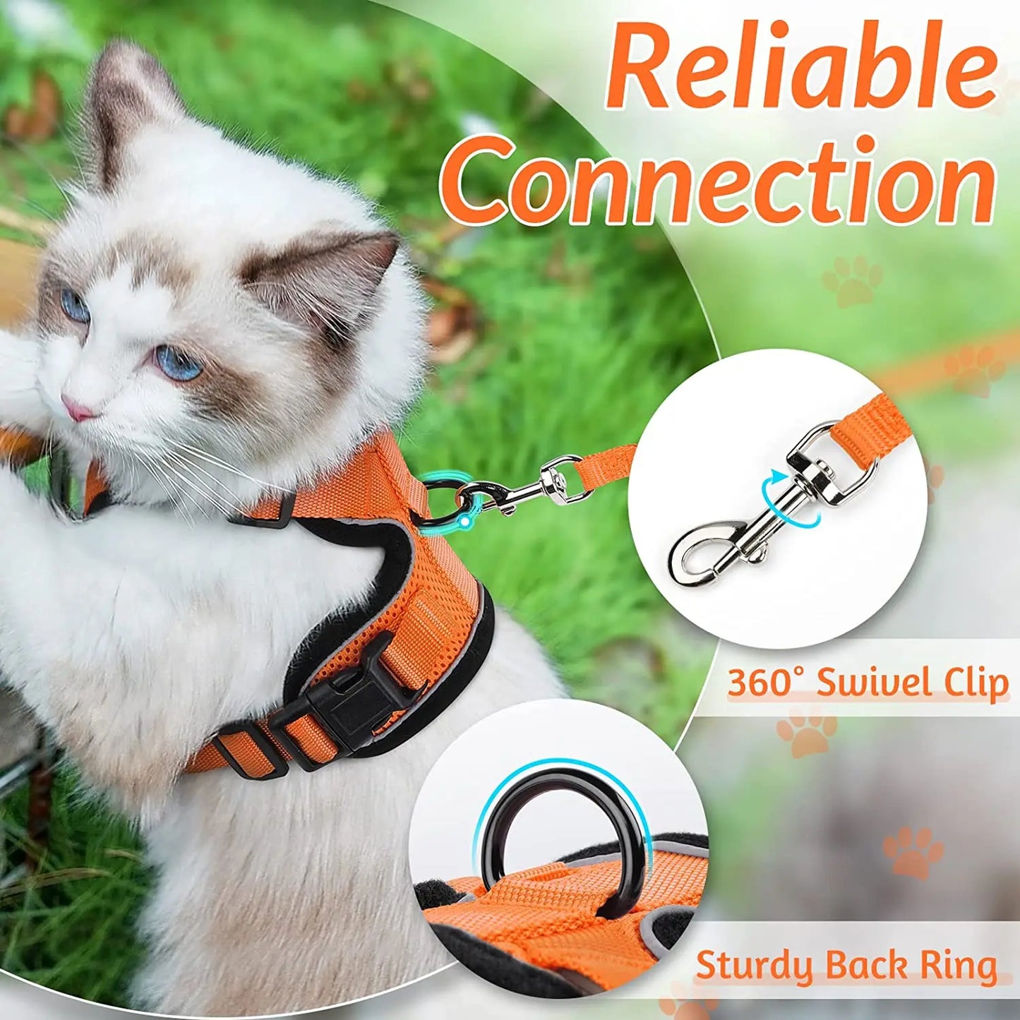 Cat Harness and Leash Set – Escape-Proof, Adjustable, Breathable with Reflective Strips – Stylish Jacket Design for Safe and Stylish Walks