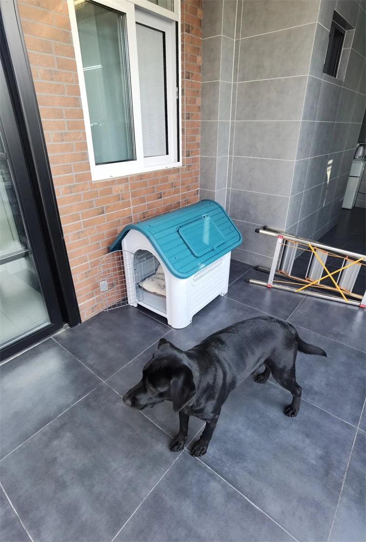 Luxury Plastic Large Dog Kennel - Outdoor Rainproof Villa for Four Seasons Comfort, Indoor and Patio Cat Nest