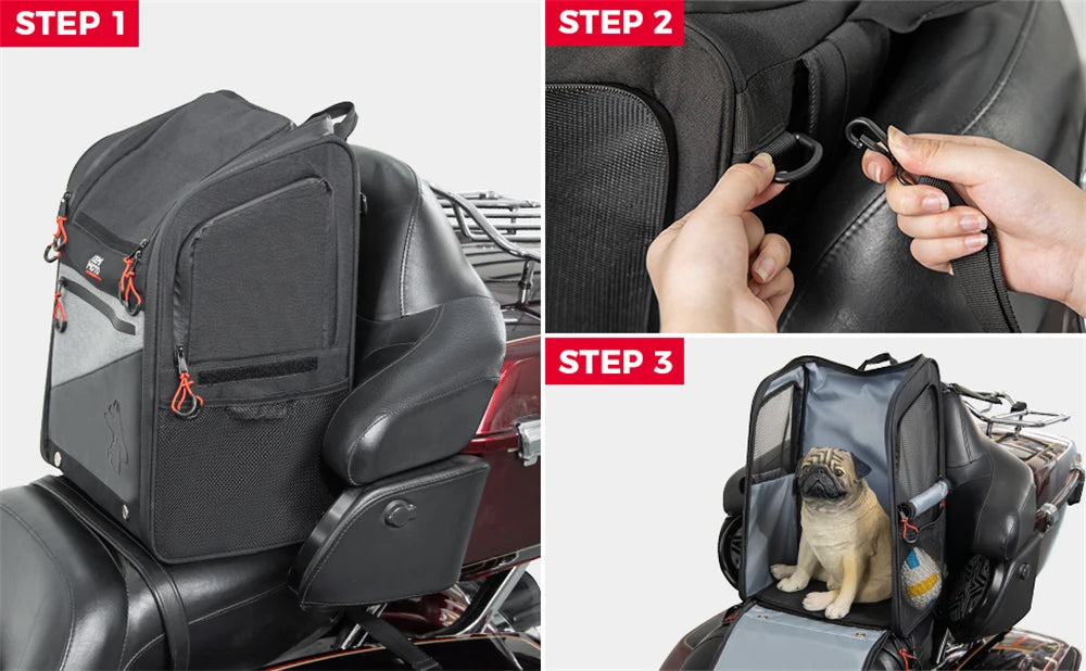 Adventurous Rides Await: Portable Motorcycle Dog/Cat Carrier - Ideal for Street Glide, Road King, Touring, and Trike Models