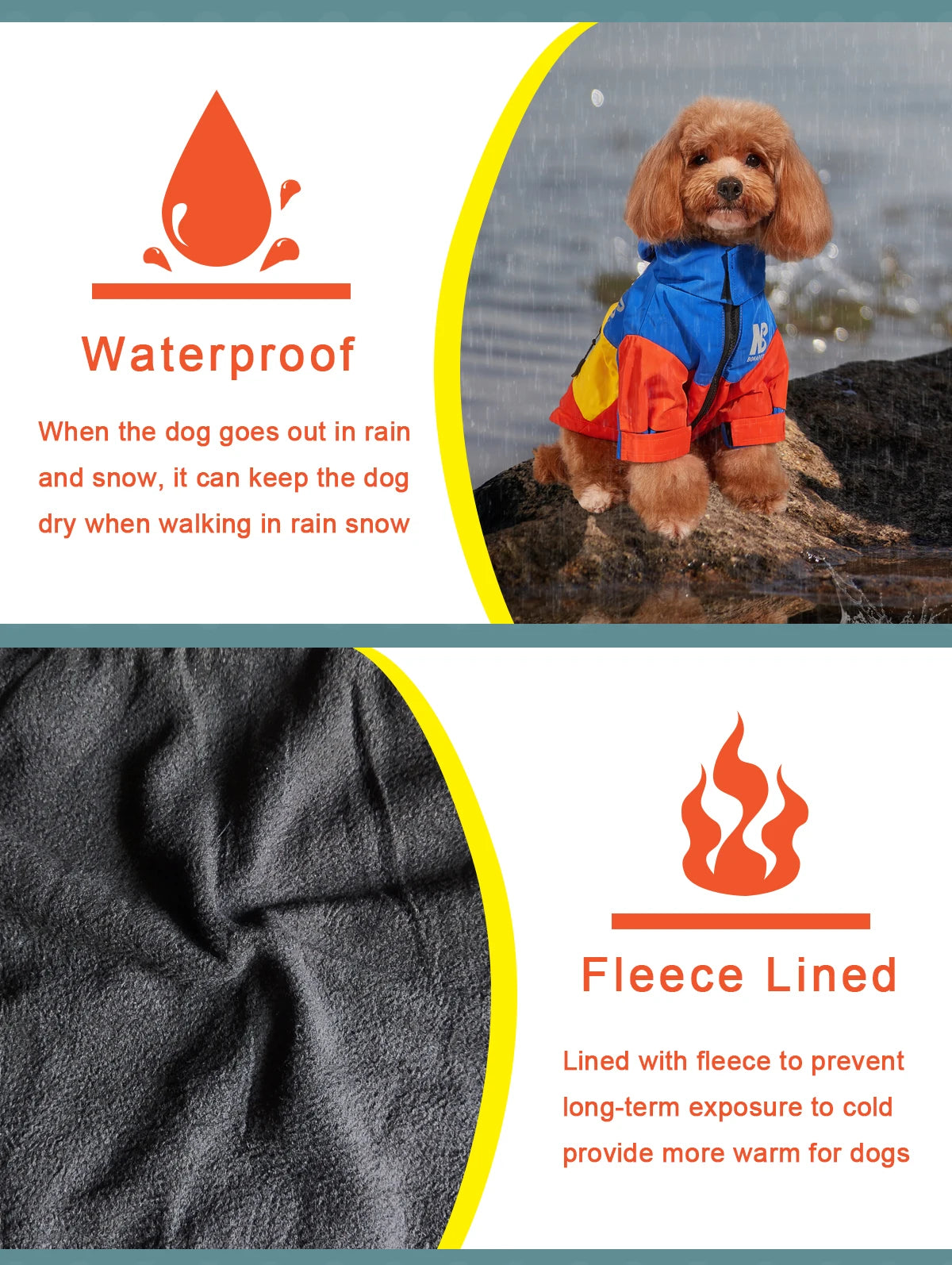 Stay Dry, Look Fly: Waterproof Big Dog Clothes - Winter Warm Raincoat for Medium to Large Dogs, Fashionable Jacket for French Bulldogs and Chihuahuas