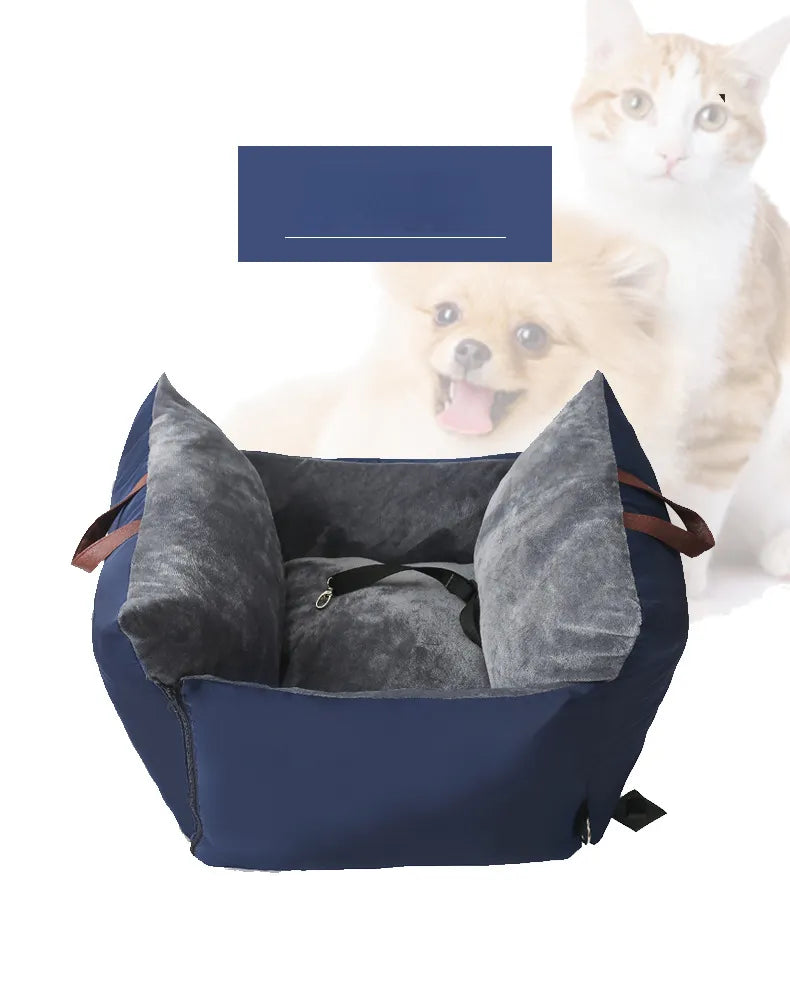 Central Control Dog Car Seat - Nonslip, Safe Booster Cushion, Seat Belt Compatible - Stylish Pet Carrier for Travel