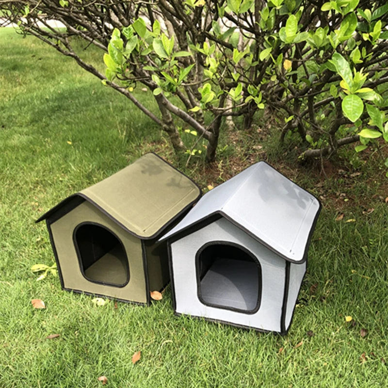 Premium Waterproof Cat House & Foldable Dog Bed - Outdoor Enclosed Kennel for All-Weather Comfort, Ideal for Dogs and Cats