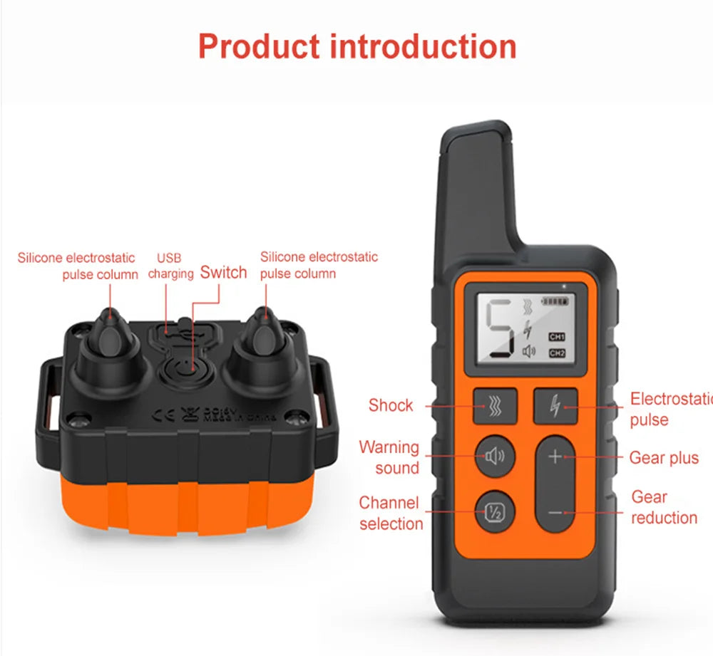 Enhance Training Moments: Waterproof Rechargeable Dog Training Collar - 500m Remote Range!