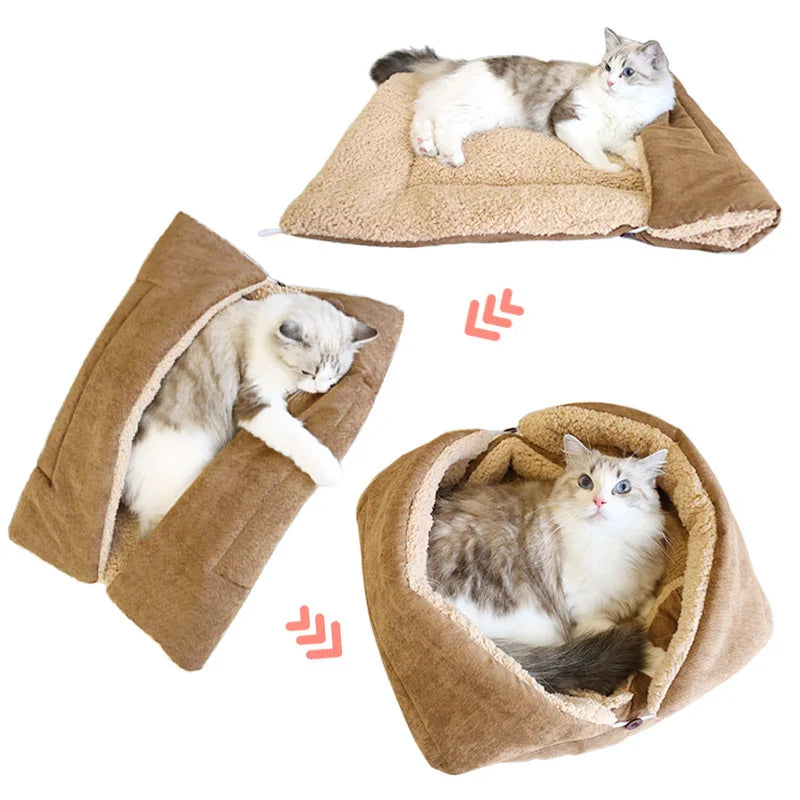 Multifunctional Warm Cat Bed - Foldable Pet Mat for Cats and Small Dogs, Thickened and Cozy Kitten Bed, Indoor Cat Sleeping Mat