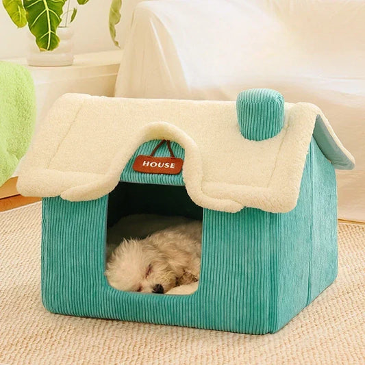 Foldable Pet Sleeping Bed: Cozy Cat/Dog Bed, Removable & Washable, Indoor Cat House Kennel, Ideal for Sweet Dreams!