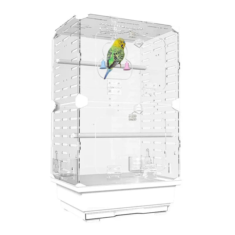 Feathered Elegance: Transparent Bird Cage for Breeding and Flying - Acrylic Avian Sanctuary