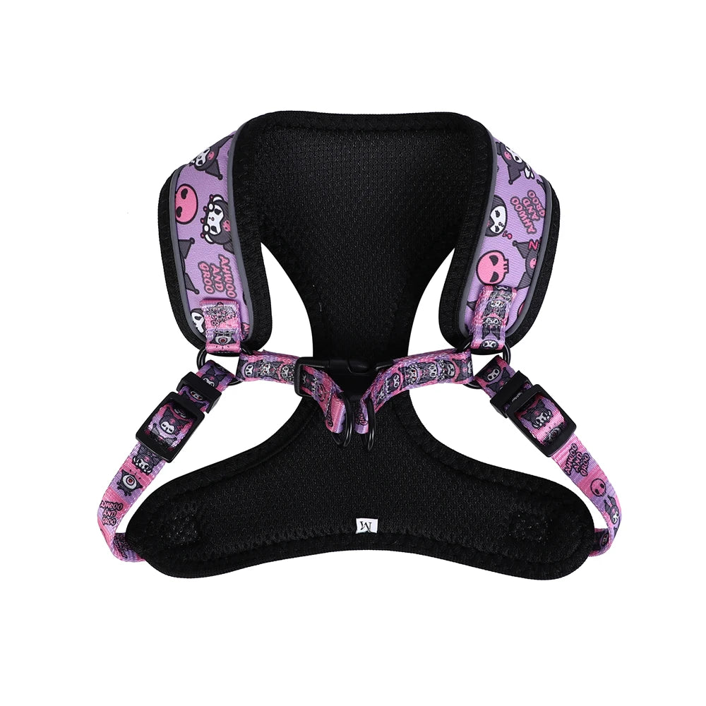 Whimsical Adventures: Reflective Dog Cat Harness Set with Cartoon Design – Ideal for Small to Medium Dogs and Cats – Includes Walking Leash! Purple