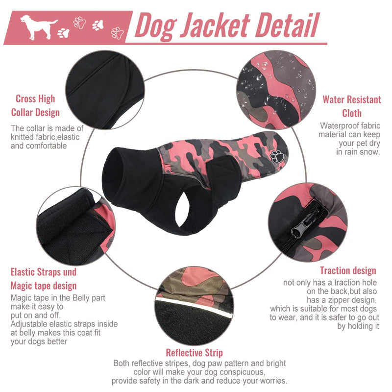 Cozy in Cold: Winter Turtleneck Dog Coat - Warm, Waterproof, Reversible Clothes for Small to Large Dogs