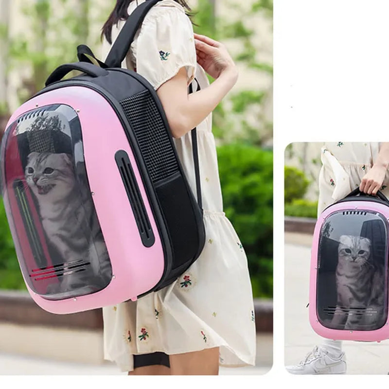 Space Explorer Pet Backpack - Astronaut-Approved Transparent Carrier for Dogs and Cats