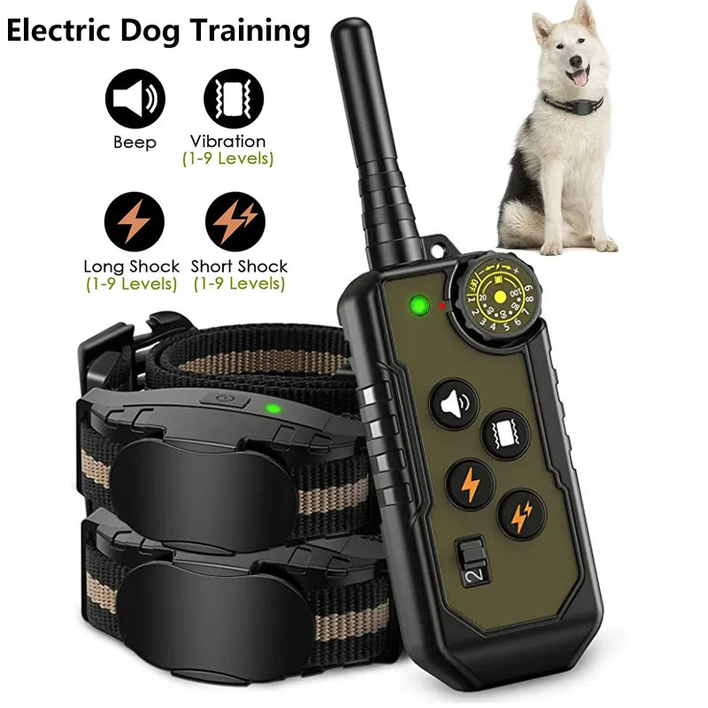 Electric Dog Training Collar Remote Control Waterproof Pet Dog Bark Stop for All Size Shock Vibration Sound Electric Shocker